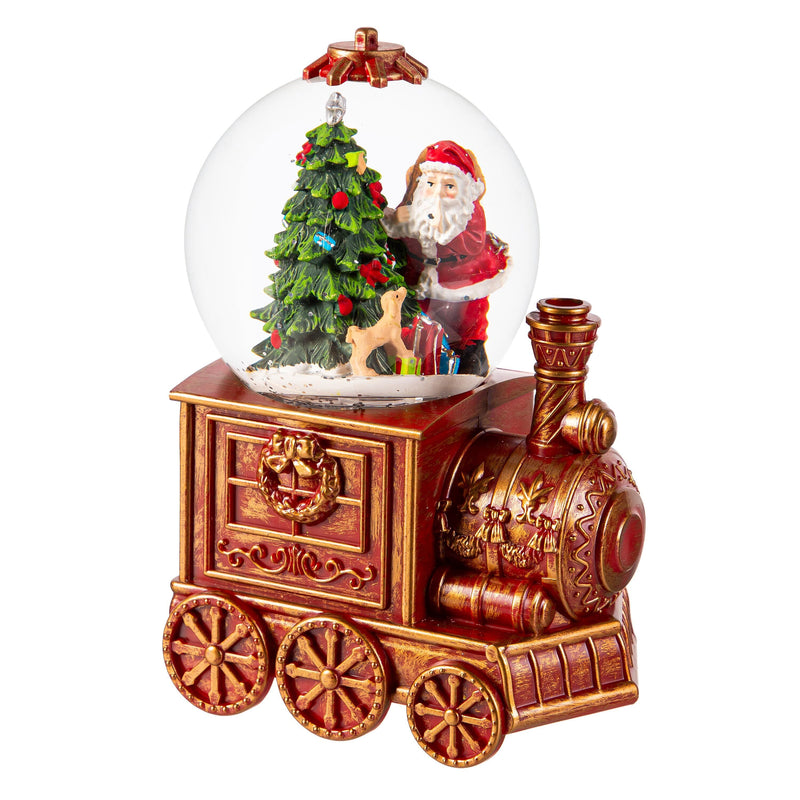 7.5" LED Train Spinning Water Lantern with Santa and tree,8tal205