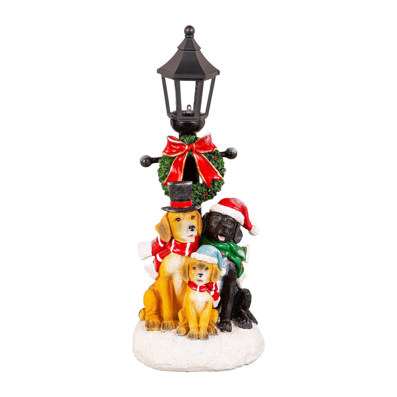 14" LED Street Lamp with Christmas Dogs Table Décor,8tal237