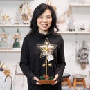 15.75" LED Metal Star with Wood Base Table Decor,8tal255