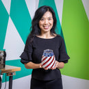 Patriotic Mosaic LED Glass Table Decor, 6"H