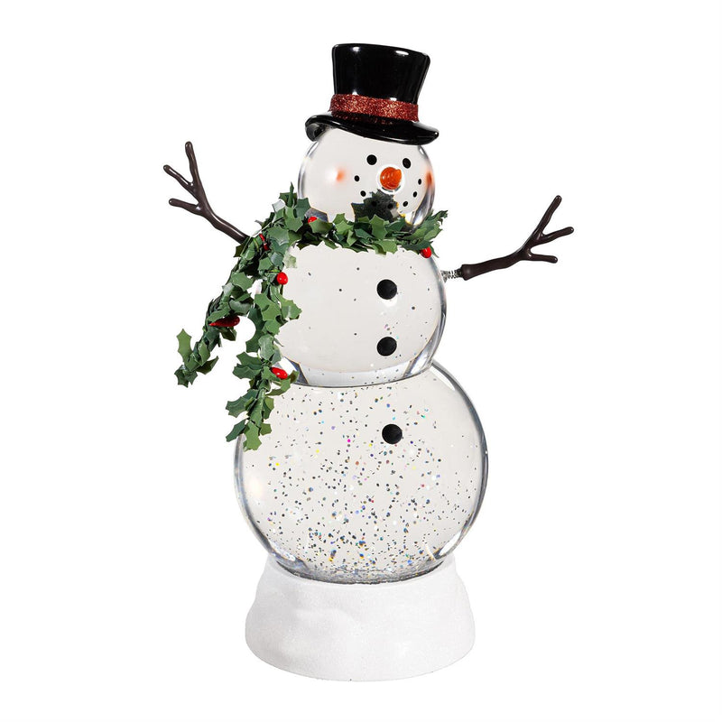 Joyful Traditions LED Table Decor Snowman with Spring Arms Plastic Water Lantern, 11.25"H