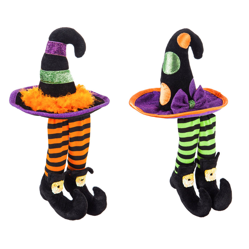 Witch Tabletop Decoration with Dangling Legs, 2 Assorted