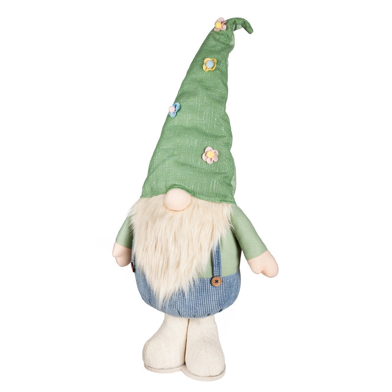 Gnome with Green Floral Hat and Blue Overalls  Table Décor,8tan113