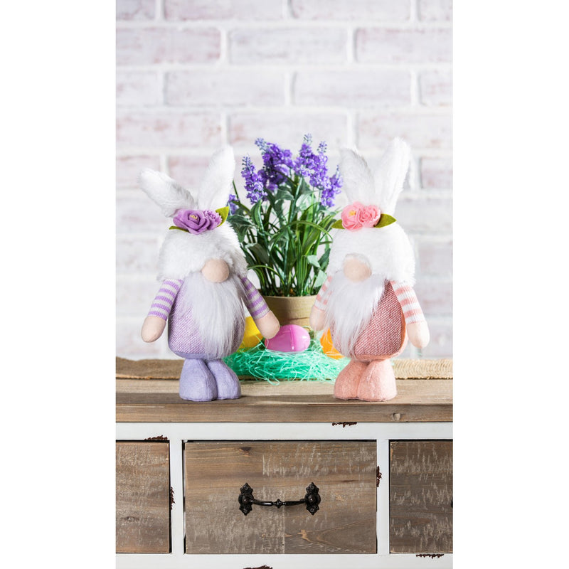 Bunny Blooms Table Decor Fabric Gnome with Bunny Ears, Asst of 2