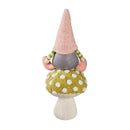 19" Fabric Plush Gnome Sitting on Mushroom Table Decor