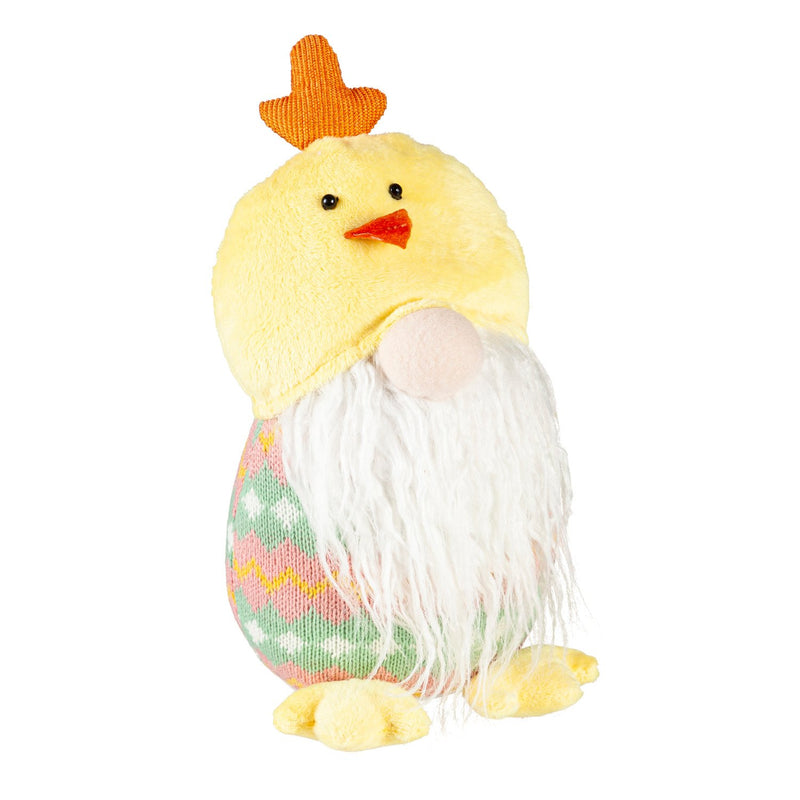 12.5" Fabric Gnome with Chicken Hat Tabletop Decor