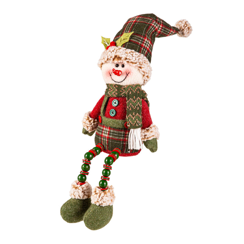 10.25" Fabric Christmas Character with Beaded Dangling Legs Table Décor,8tan469