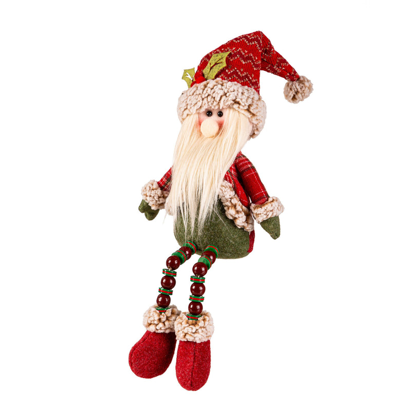 10.25" Fabric Christmas Character with Beaded Dangling Legs Table Décor,8tan469