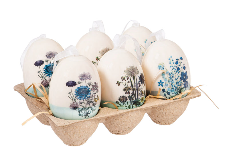 Floral Egg ornaments, Set of 6,8tap038