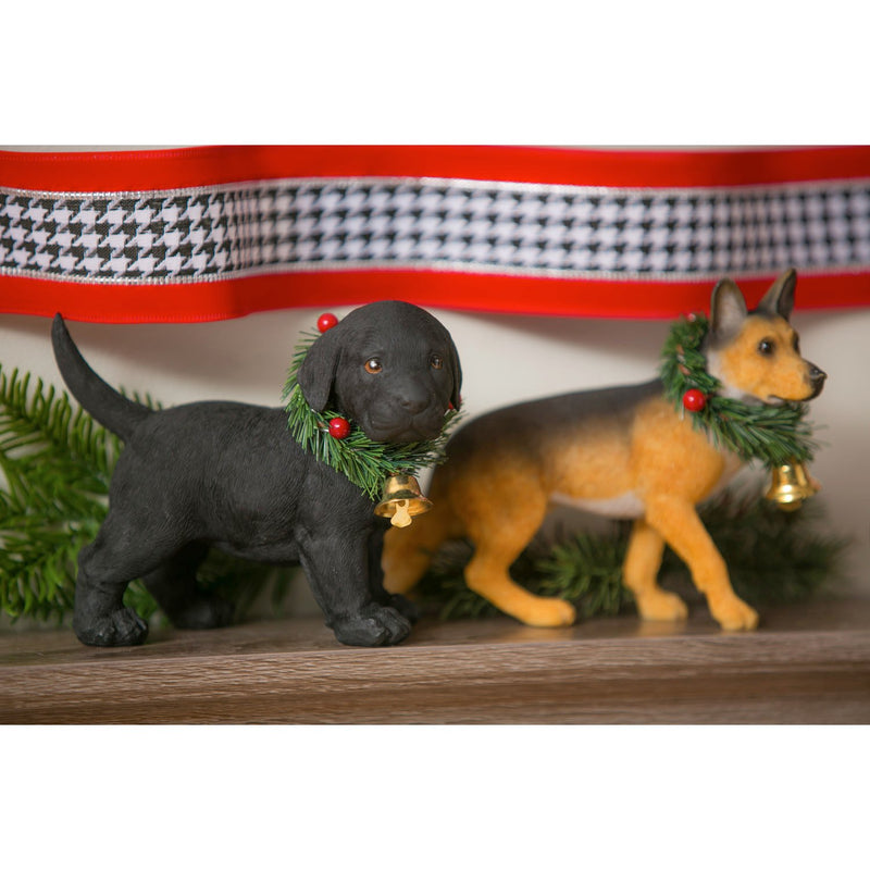 Polyresin Dog with Wreath Tabletop Décor, 5 Assorted,8tar390