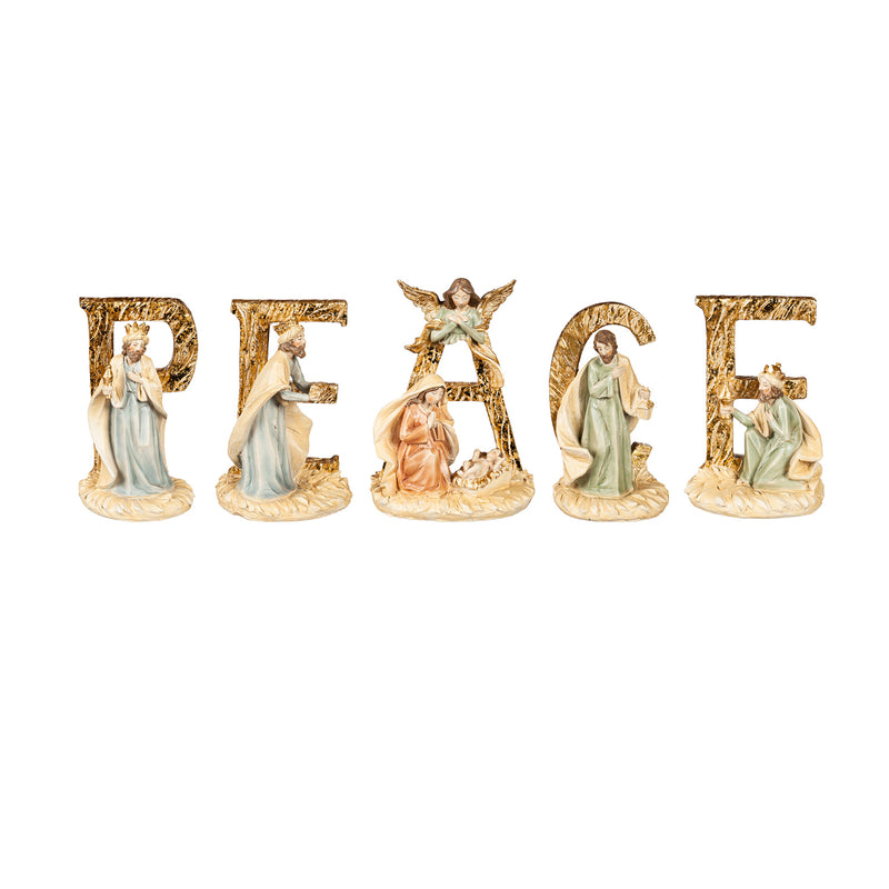 Resin Nativity "Peace" Table Décor, 5 Piece Set