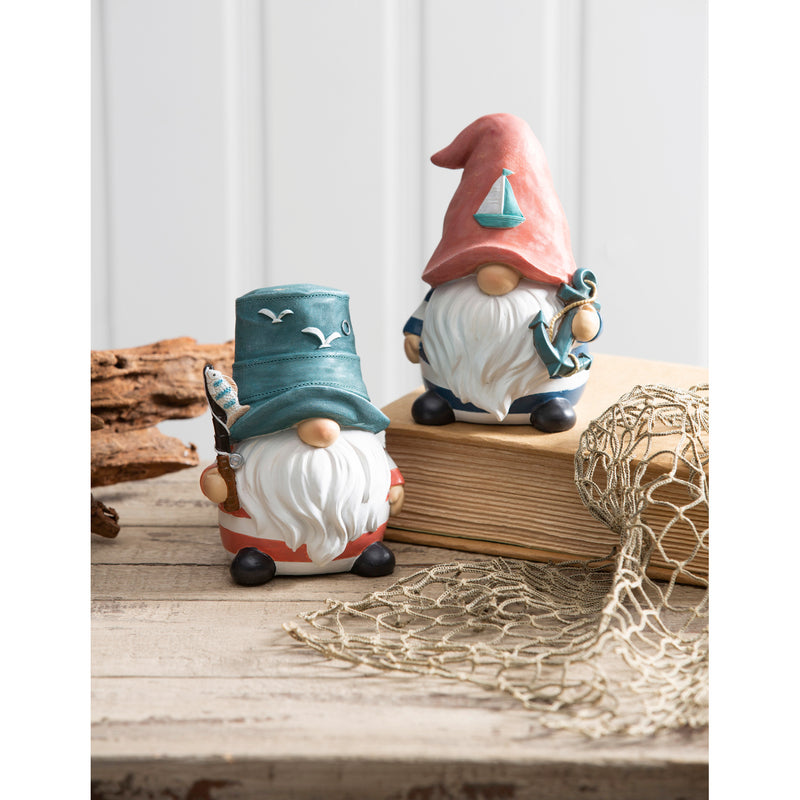 Nautical Gnome Table Decor, 2 Asst: Anchor/Fishing Pole