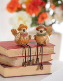6.75" Resin Autumn Harvest Birds with Dangling Legs Table Decor Set,8tar658