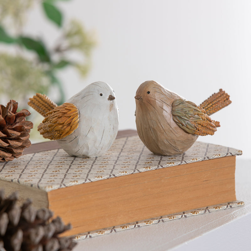 3.5" Resin Wood Textured Bird Table Décor,8tar662