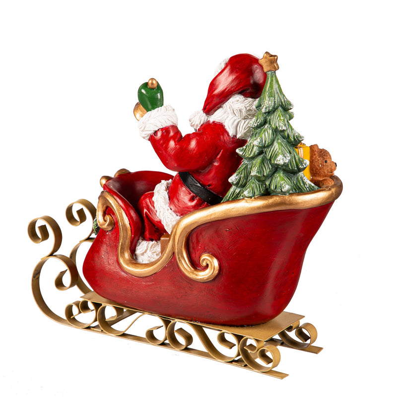 9.5" Resin and Metal Santa Claus in Sleigh Table Décor,8tar673