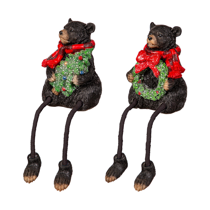 7.75" Resin Black Bear with Dangling Legs Table Décor,8tar677