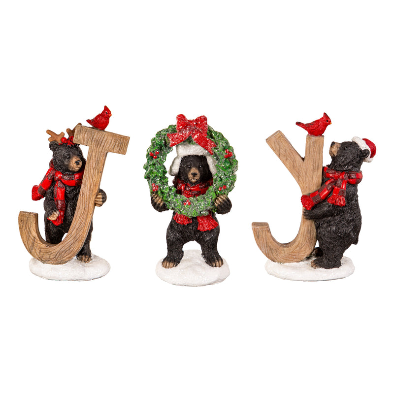 5.5" Resin Black Bear Table Décor Set, "Joy",8tar678