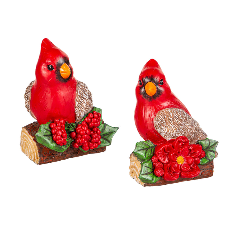 5" Resin Cardinal with Poinsettia Table Décor,8tar715