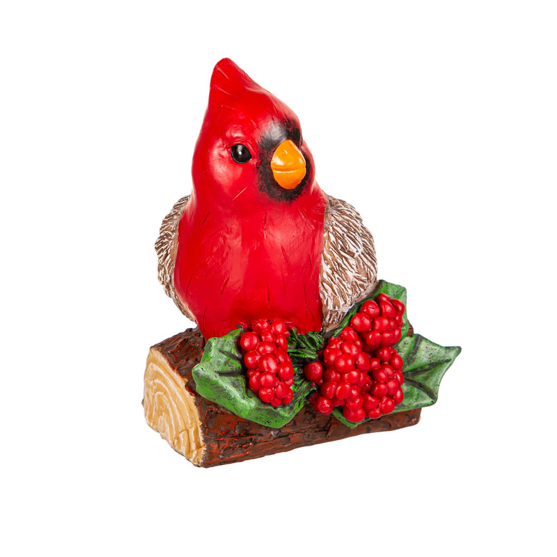 5" Resin Cardinal with Poinsettia Table Décor,8tar715