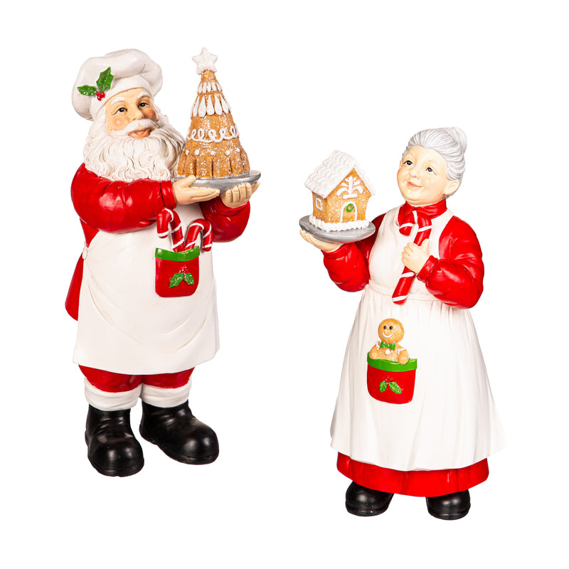 10"Santa and Mrs. Claus with Plate of Gingerbread Table Décor,8tar716