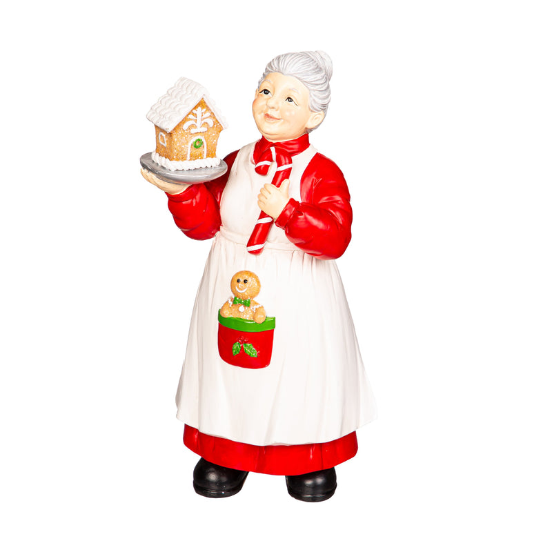 10"Santa and Mrs. Claus with Plate of Gingerbread Table Décor,8tar716