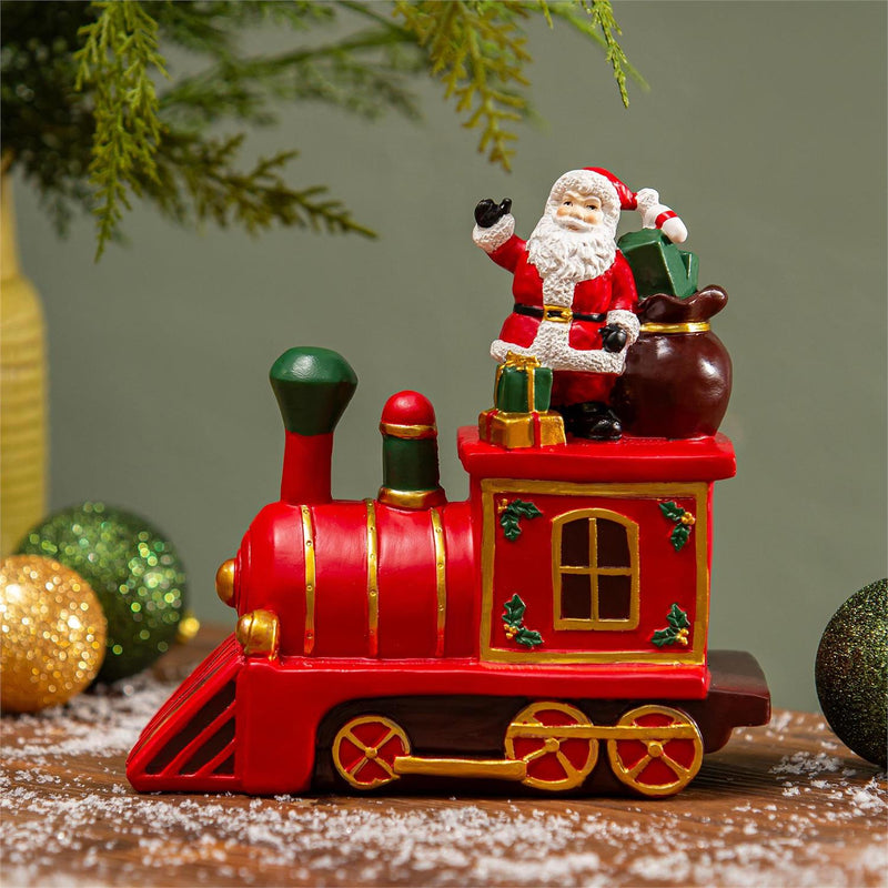 North Pole Express Table Décor Santa on Train Resin, 7.5"H