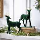 Shades of Green Table Décor Deer Flocked Resin, Asst, 11"H