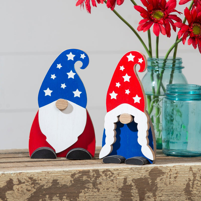 Wood Patriotic Gnome Table Décor, 2 Asst,8taw388