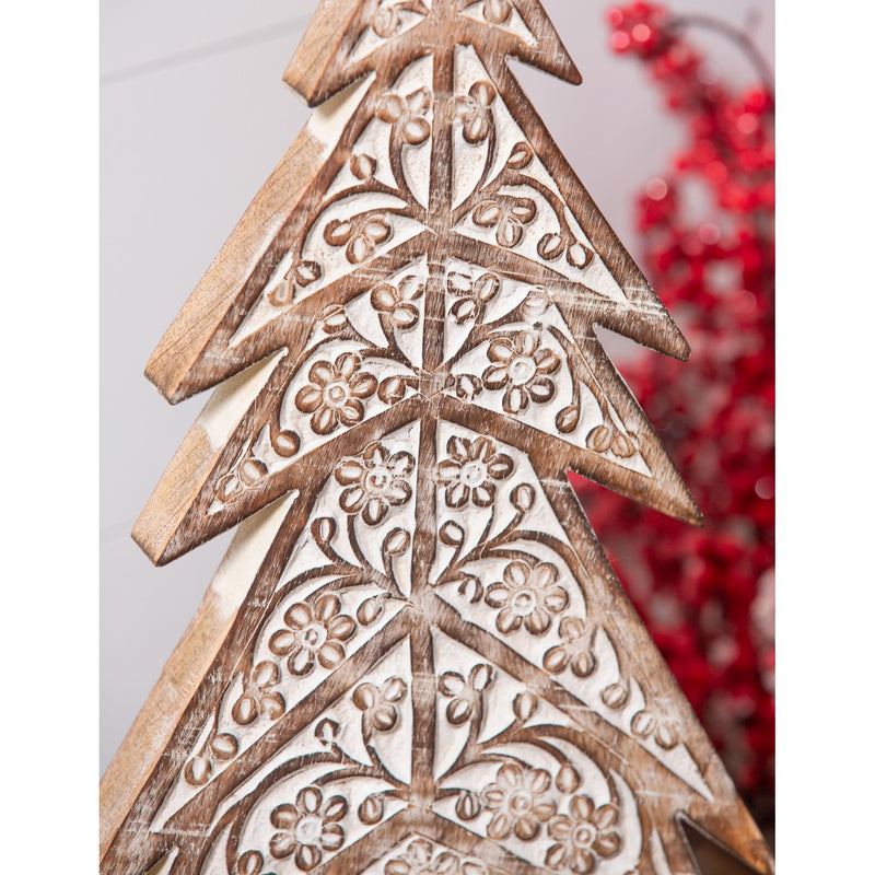 Wood Christmas Tree Table Décor, Set of 2,8taw405