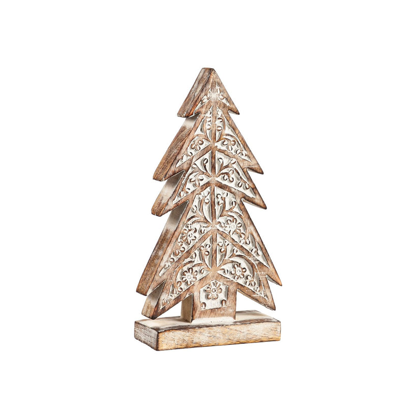 Wood Christmas Tree Table Décor, Set of 2,8taw405