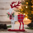 15" Wood Deer with Plaid Design and Artificial Table Décor