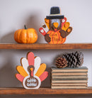 Evergreen Gifts,5.75" Wood Turkey Shaped Tabletop Decor in Wood Tray,11.5x8x5.9 Inches