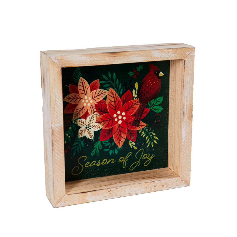 6" Wood Square Tabletop Sign, Season of Joy/Tis the Season,8taw662