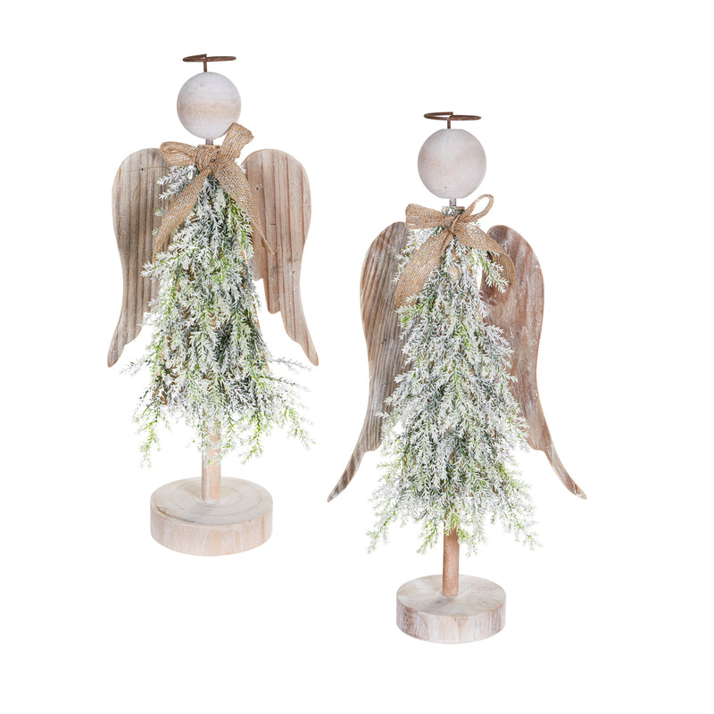 Wood Angel Tree Table Decor Set,8taw832