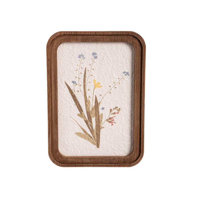 Wood and Paper Pressed Flower Table Decor, 10"H