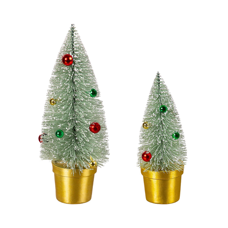 Bottlebrush Tree with Ornaments Table Décor Set,8tax097