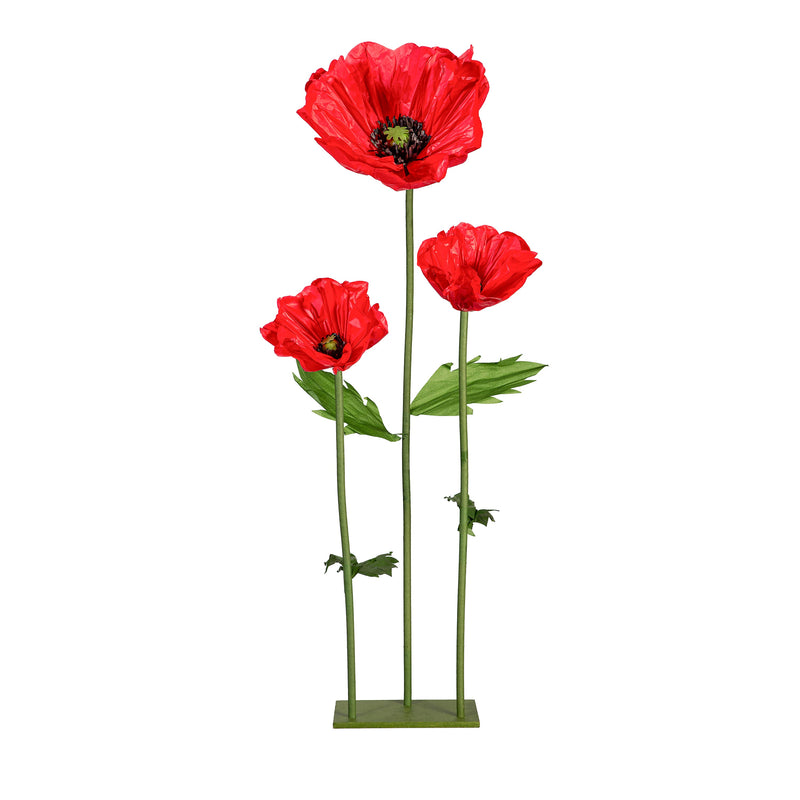 Poppy Flower Paper Artificial Decor, 56"H