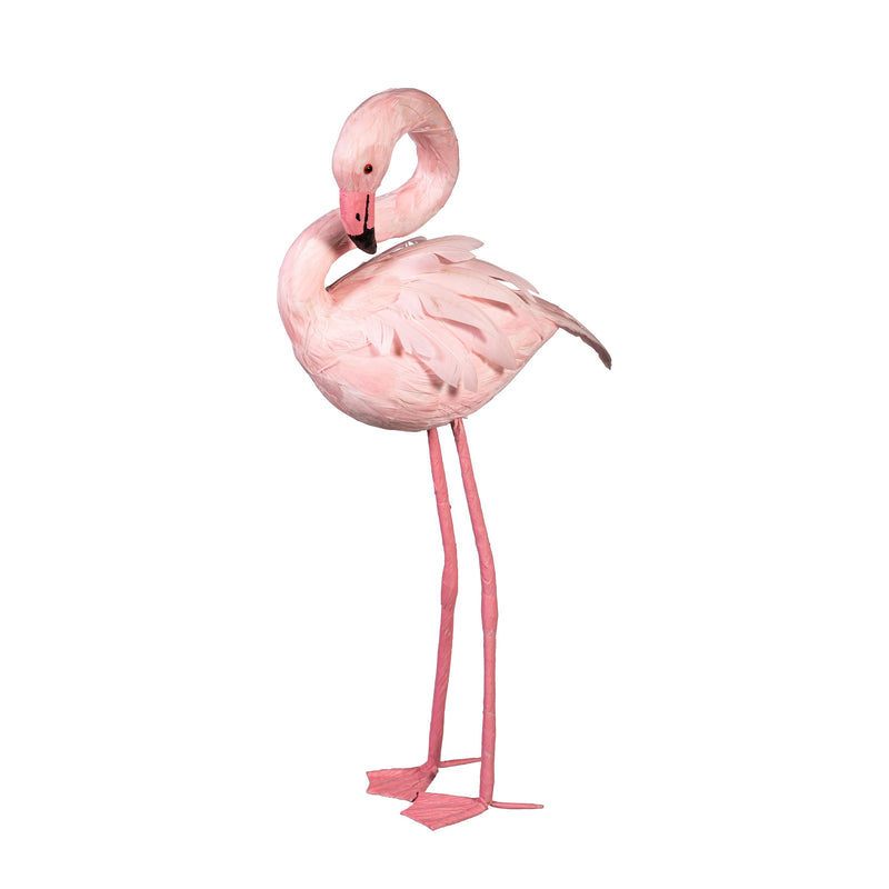 Flamingo Plastic with Feathers Table Decor, 18.5"H
