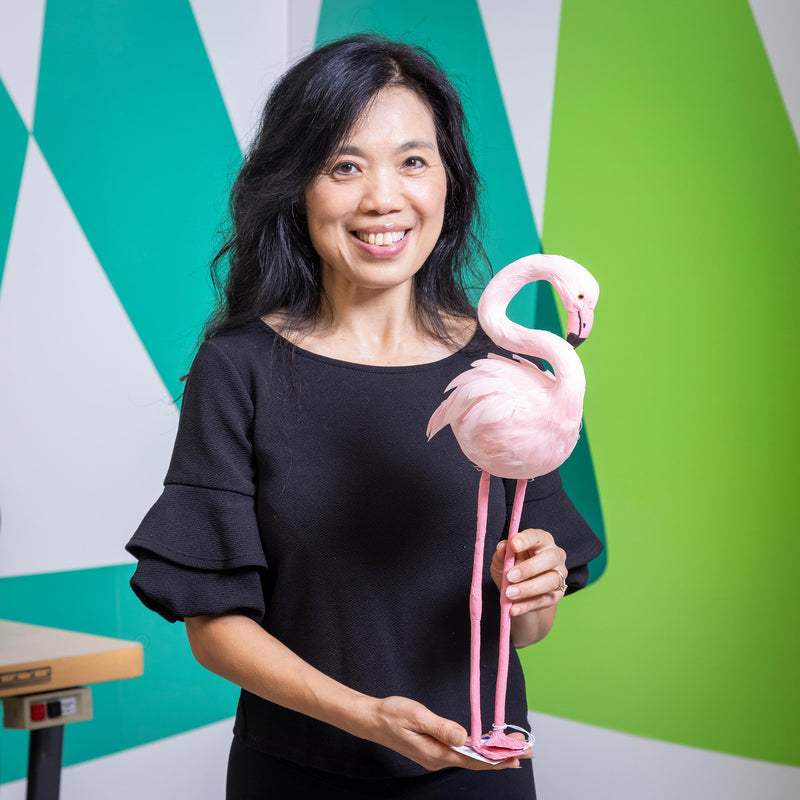 Flamingo Plastic with Feathers Table Decor, 18.5"H