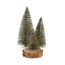 Shades of Green Table Décor Plastic and Wood Bottle Brush Tree Trio, 9.5"H