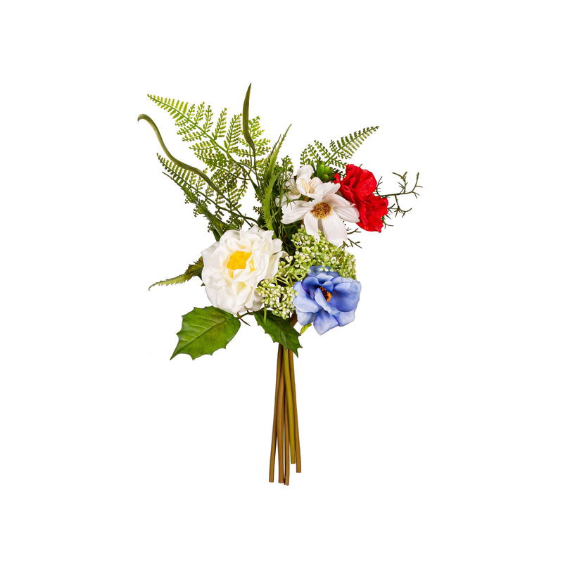 Evergreen Home Accents,Memorial Wreath & Stem Set, Red, White, Blue,15.7x15.7x2.36 Inches