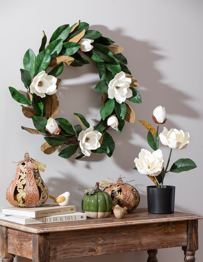 24" Magnolia Leaves Wreath,8wr340