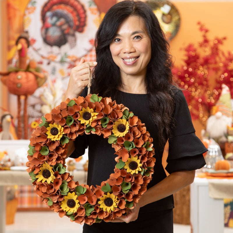 Sunflower Wood Curl Wreath,8wr344