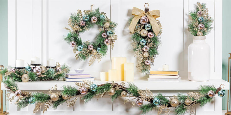 Season to Sparkle Wreath Artificial with Ornaments, 24"H