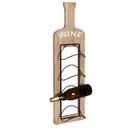 Wine Bottle Shaped Wood and Metal Wall Wine Holder