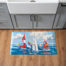 Blue Coastal Sailboats Landscape Anti-Fatigue Mat 30"x18"