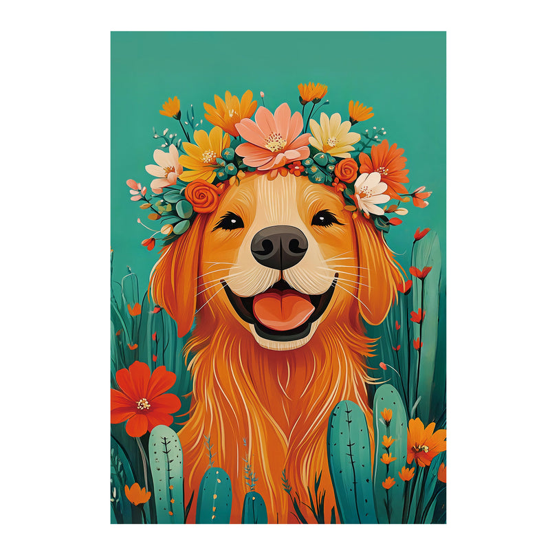 Floral Dog Applique Garden Flag