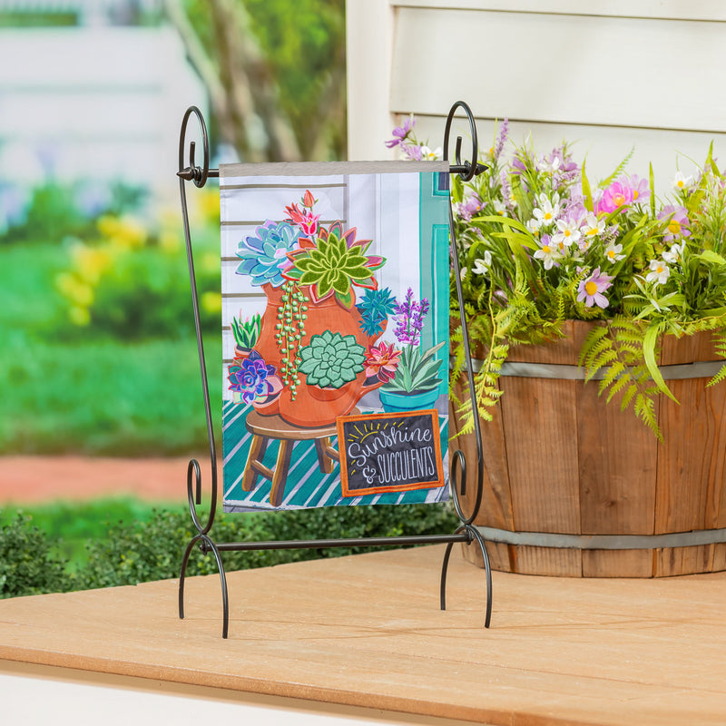 Succulent In Strawberry Pot Applique Garden Flag