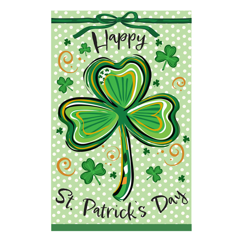 Happy St. Patrick's Day Shamrock Applique House Flag