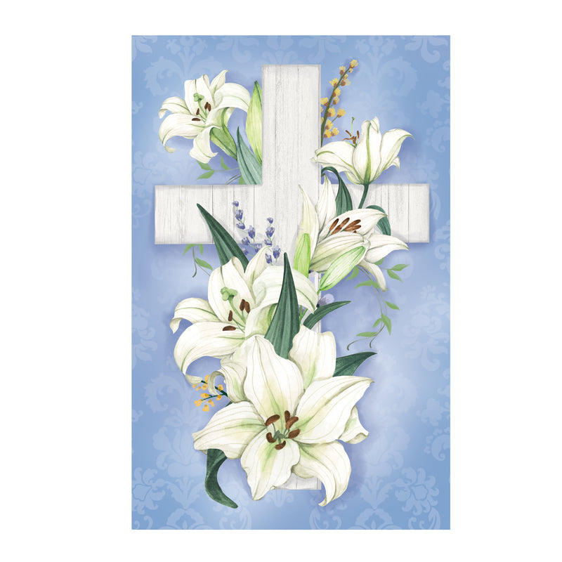 Cross Of Lilies Applique House Flag